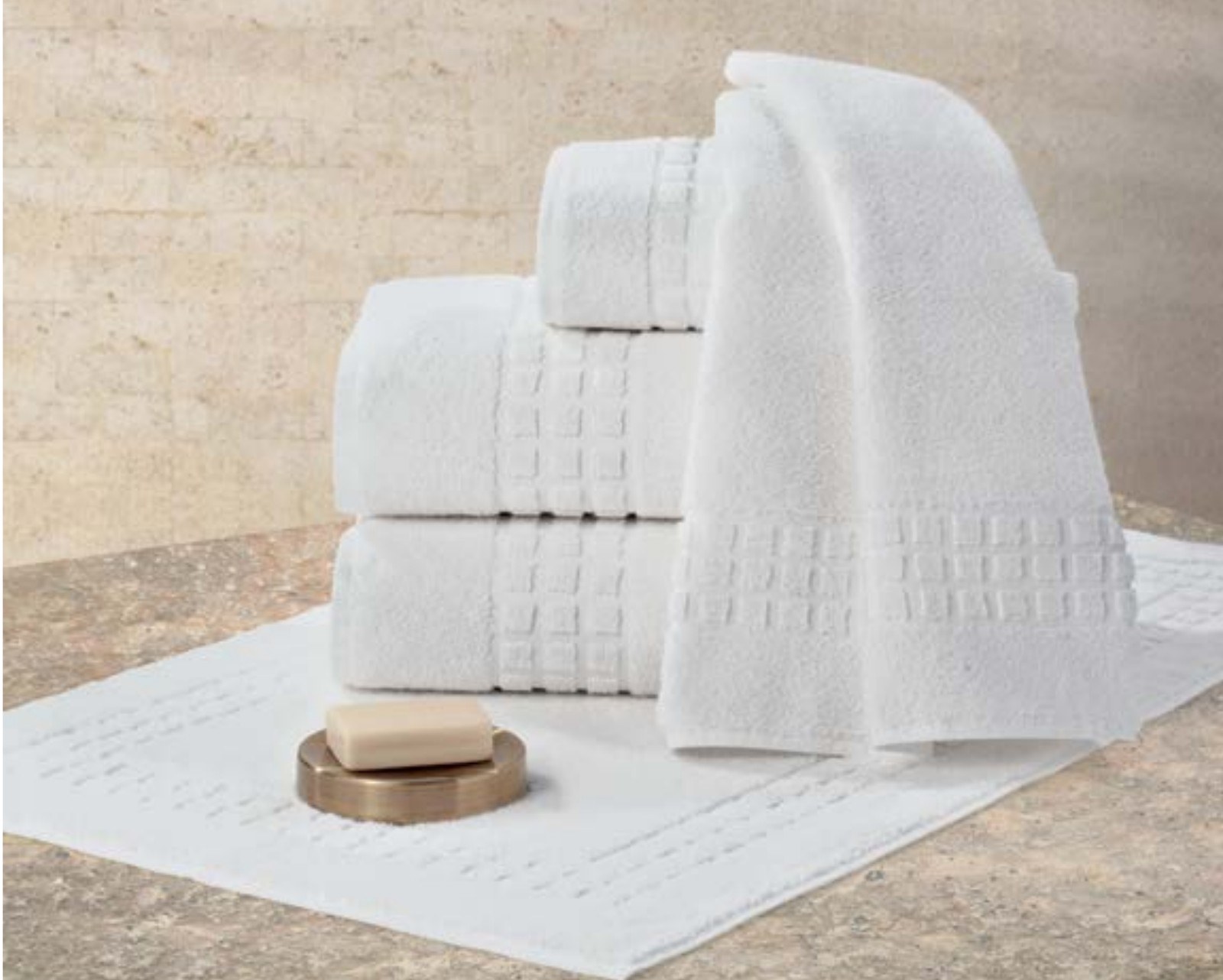 White terry hotel towels