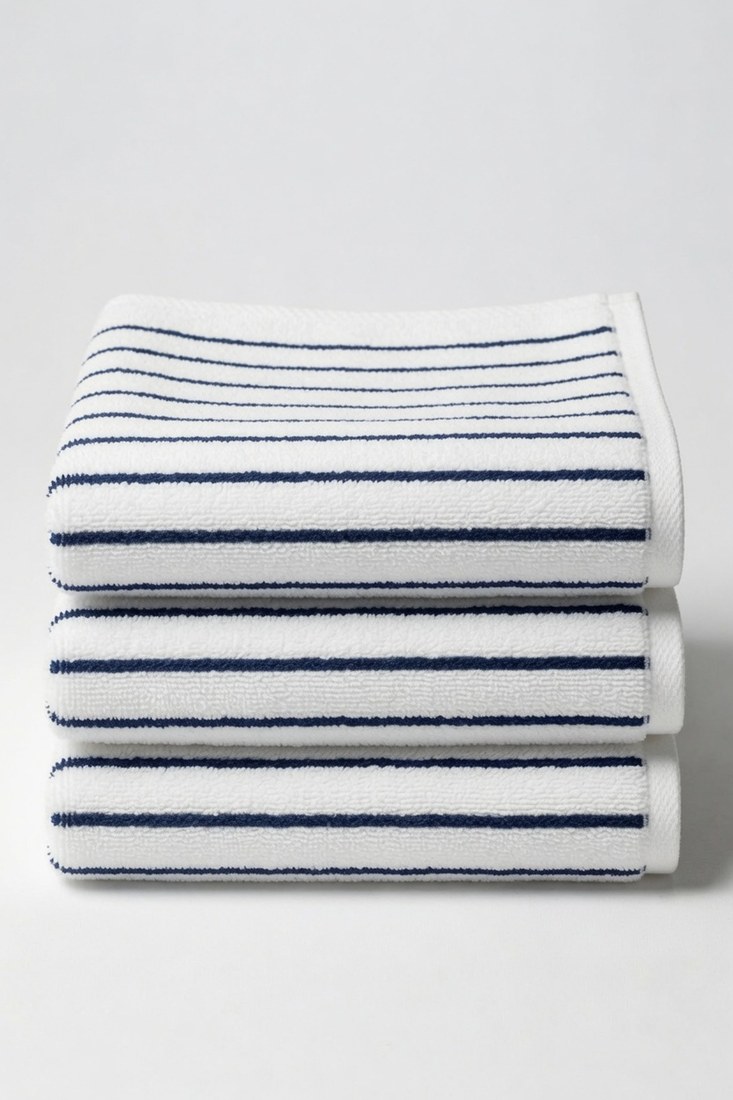 Pencil stripe pool towel, navy